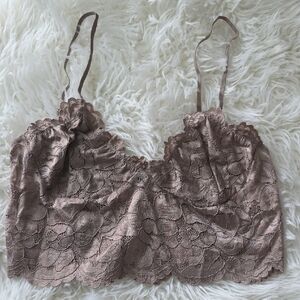 Love Tree Lace Crop Top in Brown